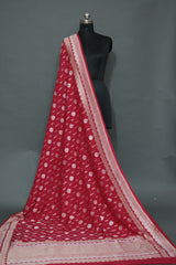 RED SONA RUPA CUTWORK KHADDI MUGA BANARASI SAREE