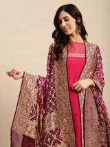 Purple Bandhej Dupatta in Khadi Georgette