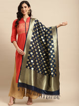 Navy Semi Kataan Silk Bootidaar Dupatta