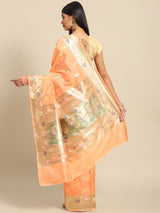 Peach Kataan Silk Alfi Saree