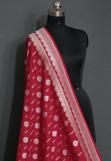 RED SONA RUPA CUTWORK KHADDI MUGA BANARASI SAREE