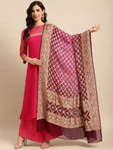 Purple Bandhej Dupatta in Khadi Georgette