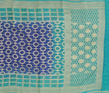 ROYAL BLUE AND GREY SHADED KHADDI BANDHEJ SAREE