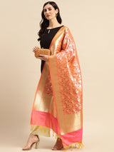 Peach Pink Semi Kataan Silk Bootidaar Dupatta