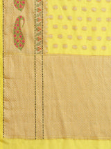 Yellow Banarsi Silk Saree With Tifli Border