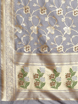 Grey Kataan Silk Alfi Saree