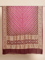 Purple Bandhej Dupatta in Khadi Georgette