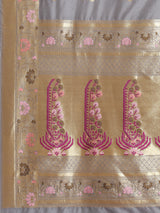 Light Grey Kataan Silk Alfi Saree