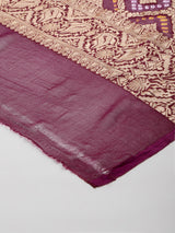 Purple Bandhej Dupatta in Khadi Georgette
