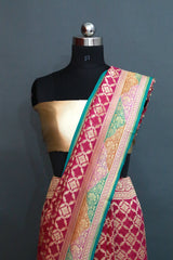 Magenta khaddi georgette Banarasi Meenakari Saree