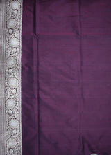 Pure Kataan Silk Jangla Wine Banarasi Saree