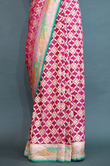Magenta khaddi georgette Banarasi Meenakari Saree