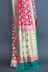 Magenta khaddi georgette Banarasi Meenakari Saree