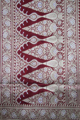 Pure Kataan Silk Jangla Red Banarasi Saree