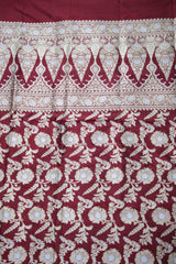 Pure Kataan Silk Jangla Red Banarasi Saree