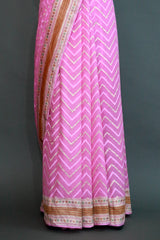 Pink Khaddi Georgette Alfi Meenakari saree
