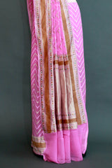 Pink Khaddi Georgette Alfi Meenakari saree