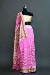 Pink Khaddi Georgette Alfi Meenakari saree