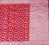 RED KHADDI MUNGA CHAUTHERA(4) COLOR MEENAKARI SAREE