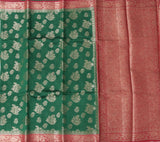 Bottle Green and Red Muga Contrast Dye Banarasi Saree