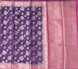 PURPLE AND PINK MUGA CONTRAST DYE BANARASI SAREE