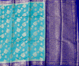 BLUE AND NAVY MUGA CONTRAST DYE BANARASI SAREE