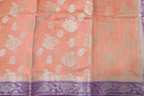 PEACH AND RANI PINK MUGA CONTRAST DYE BANARASI SAREE