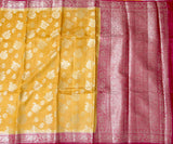 GOLD AND RED MUGA CONTRAST DYE BANARASI SAREE