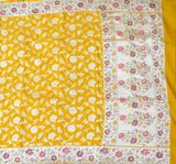 YELLOW KHADDI MUNGA CHAUTHERA(4) COLOR MEENAKARI SAREE