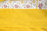 YELLOW KHADDI MUNGA CHAUTHERA(4) COLOR MEENAKARI SAREE