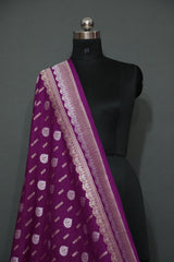 Purple Sona Rupa Cutwork Khaddi Muga Banarasi Saree
