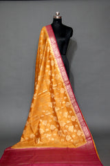GOLD AND RED MUGA CONTRAST DYE BANARASI SAREE