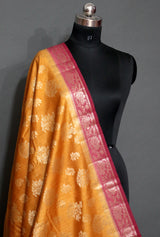 GOLD AND RED MUGA CONTRAST DYE BANARASI SAREE