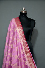 PINK AND RED MUGA CONTRAST DYE BANARASI SAREE