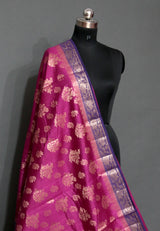 RANI PINK AND PURPLE MUGA CONTRAST DYE BANARASI SAREE
