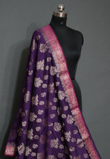 PURPLE AND PINK MUGA CONTRAST DYE BANARASI SAREE