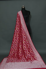 RED KHADDI MUNGA CHAUTHERA(4) COLOR MEENAKARI SAREE