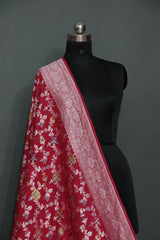 RED KHADDI MUNGA CHAUTHERA(4) COLOR MEENAKARI SAREE