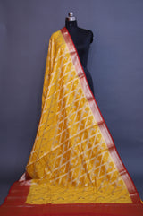 YELLOW COTTON SILK CONTRAST DYE SAREE WITH RANGKAAT