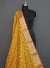 YELLOW COTTON SILK ZARI BOOTI CUT WORK SAREE