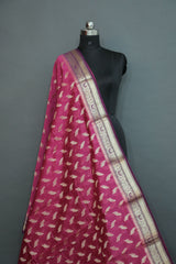 PINK COTTON SILK ZARI BOOTI CUT WORK SAREE