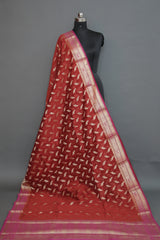 RED COTTON SILK ZARI BOOTI CUT WORK SAREE