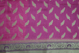 PINK COTTON SILK ZARI BOOTI CUT WORK SAREE