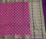 PINK COTTON SILK ZARI BOOTI CUT WORK SAREE