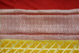 YELLOW COTTON SILK CONTRAST DYE SAREE WITH RANGKAAT