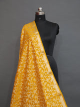 YELLOW COTTON FLORAL JAAL CUTWORK SAREE