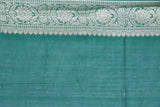 GREEN COTTON ZARI BOOTI CUT WORK CONTRAST DYE SAREE