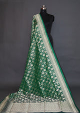 Bottle Green Floral Jaal Kataan Saree