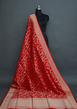 RED FANCY JAAL KATAAN SAREE
