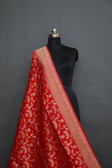 RED FANCY JAAL KATAAN SAREE
